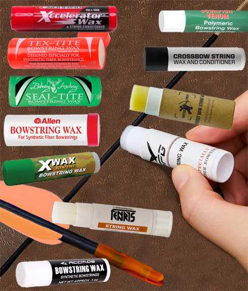 I selection of commercially available bowstring waxes